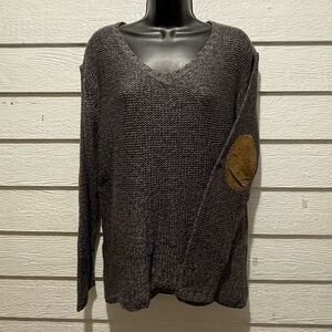 RDI Charcoal Sweater with Brown Elbow Patch